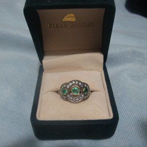 Antique 18k emerald diamond ring size 7.5